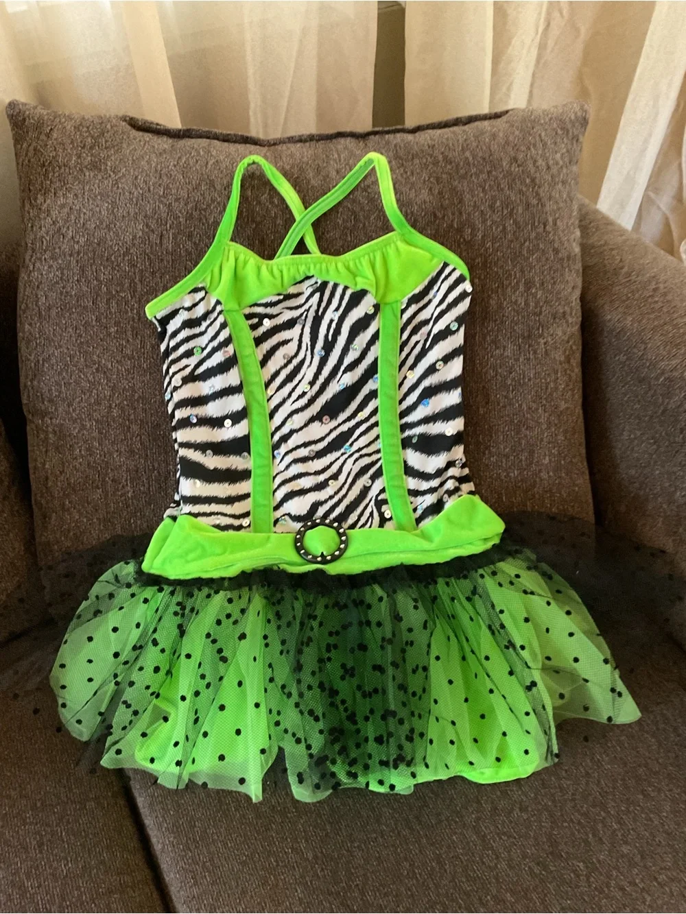 lime green zebra print dress Weissman Tutu venice_store
